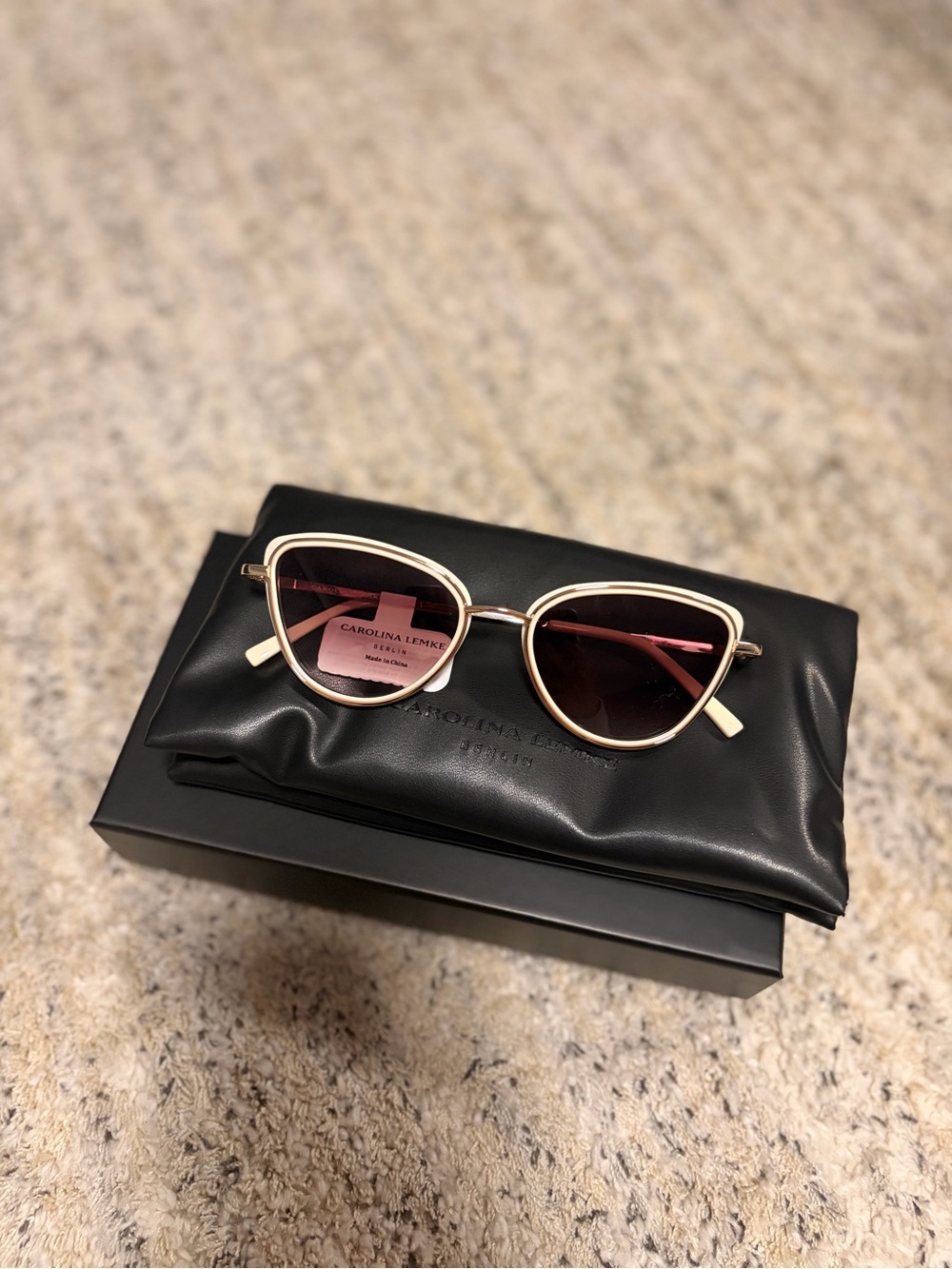 Women's Pink Gradient Sunglasses - Gold Frame Carolina Lemke